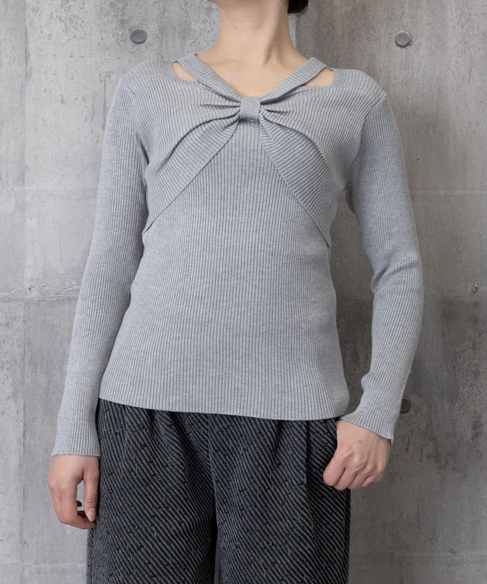 miniministore（ミニミニストア） フロントリボンリブニットトップス