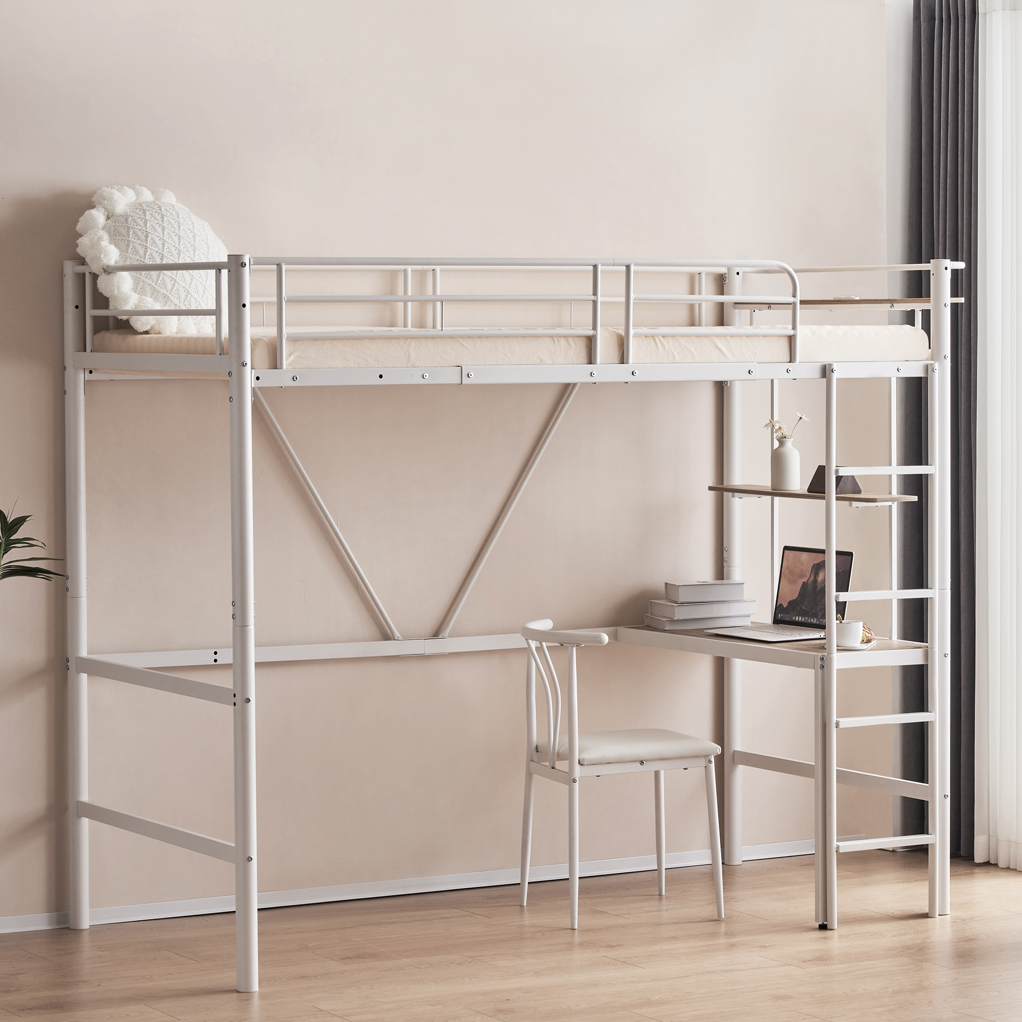 BTM 【全品P5倍☆今夜20時〜4H限定！】ロフトベッド シングル デスク