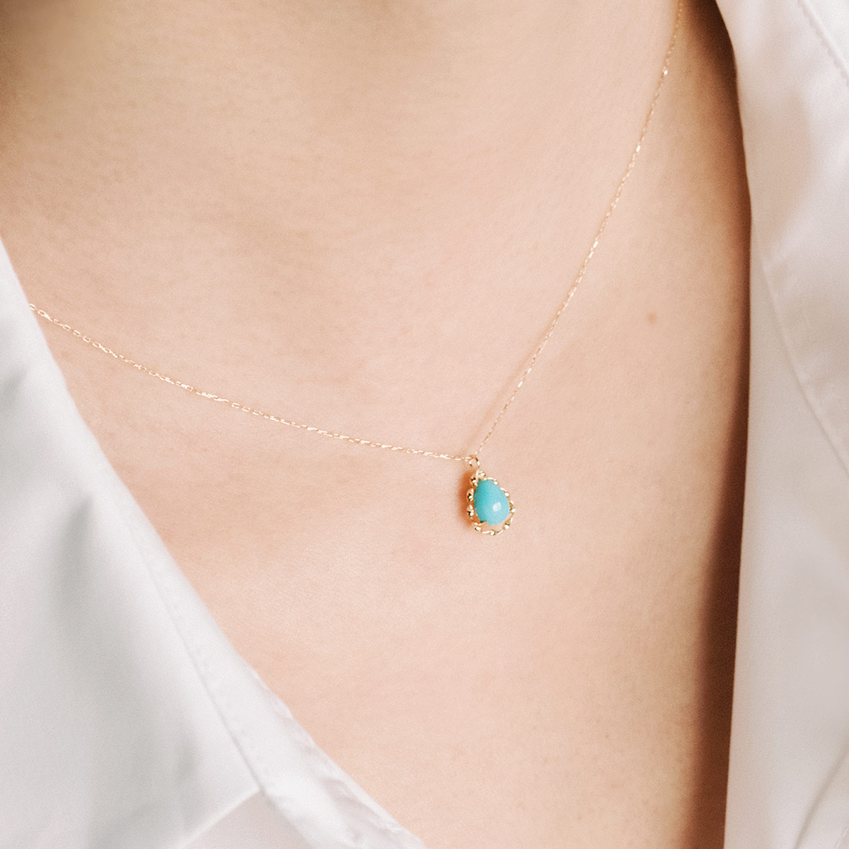ネックレス レディース 18金 ターコイズ 18k ゴールド トルコ石