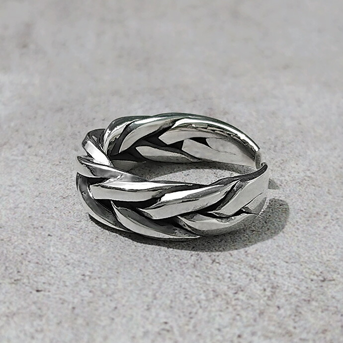 Binich（ビニッチ） シルバー925 編み込み リング メンズ 指輪 立体的