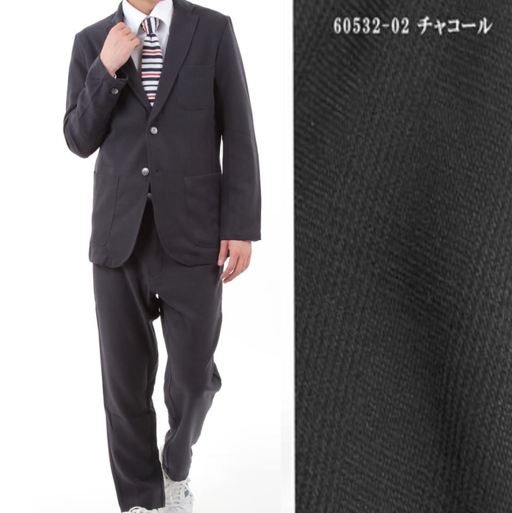 メンズスーツ ビジネス セットアップ 上下セット ストレッチ 黒 紺 新