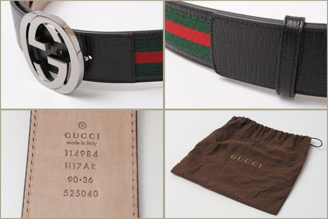 GUCCI（グッチ） ベルト メンズ シェリーライン グリーン/レッド