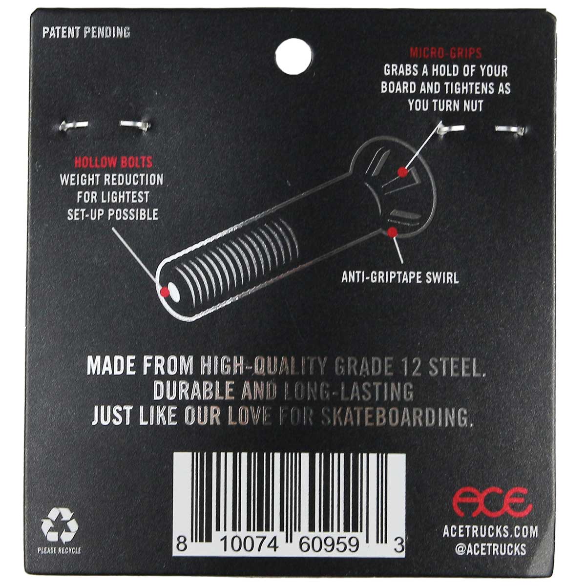 Ace（エース） ハードウェア ホロー 7/8 1 14/1 スケボー ボルト