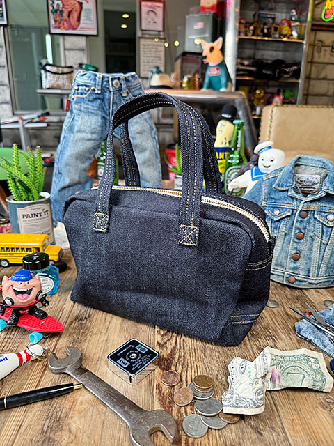 アライヤン デニム ミニ ボストンバッグ （インディゴ） 岡山産デニム