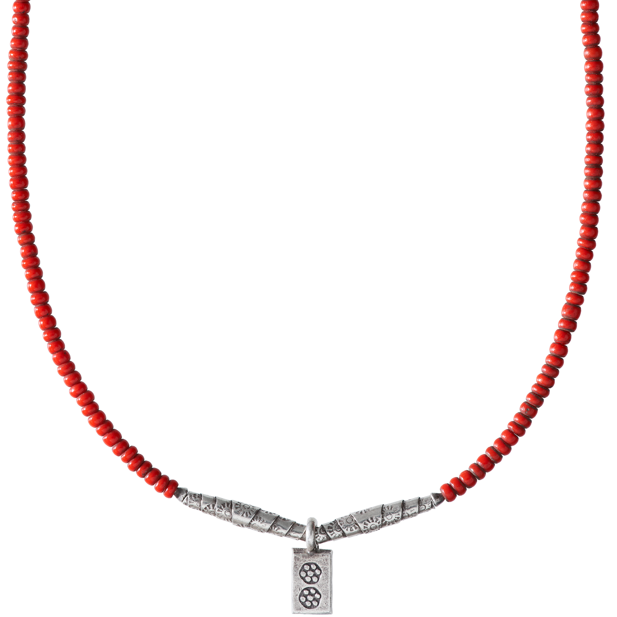カレン 族 シルバー チベット系民族 アンティークビーズ 赤 ネックレス