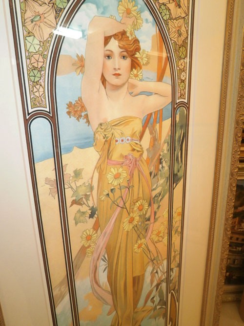 ミュシャ 「四季（秋）」 絵画 シルクスクリーン版画 インテリア 90cm