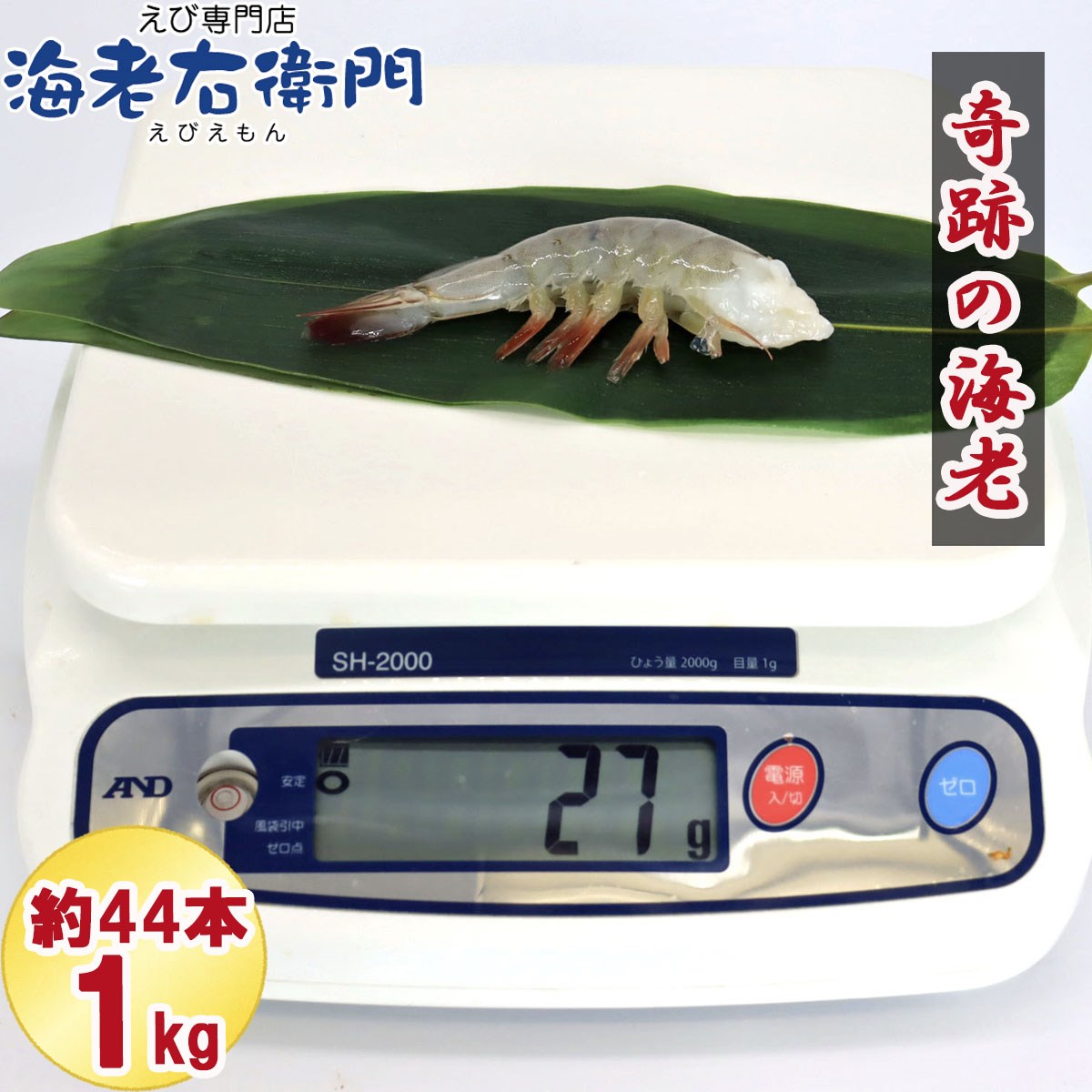 奇跡の海老 無頭えび バラ凍結 1kg入り えび 特大サイズパッケージ お