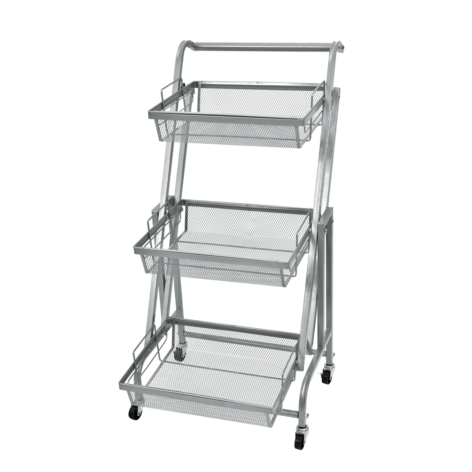 キッチンワゴン キャスター付き スリム 3段 回転棚 多肉棚 花台