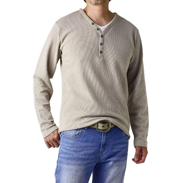 FLAG ON CREW 送料無料 Tシャツ 長袖 メンズ Yヘンリーネック