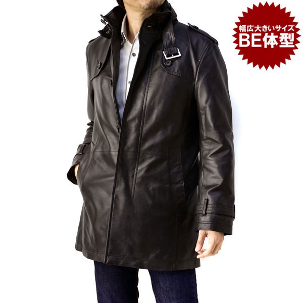 FLAG ON CREW コート レザーコート ラムレザー メンズ トレンチコート