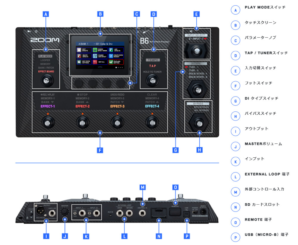 ズーム（zoom） ZOOM B6 - Multi-Effects Processor │ ベース用マルチ