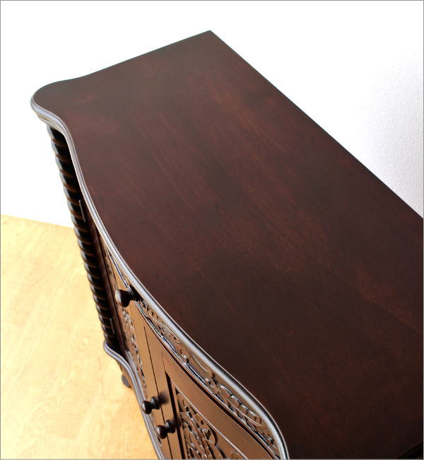 アンティーク 家具 サイドボード 収納家具 電話台 FAX台 猫脚 完成品