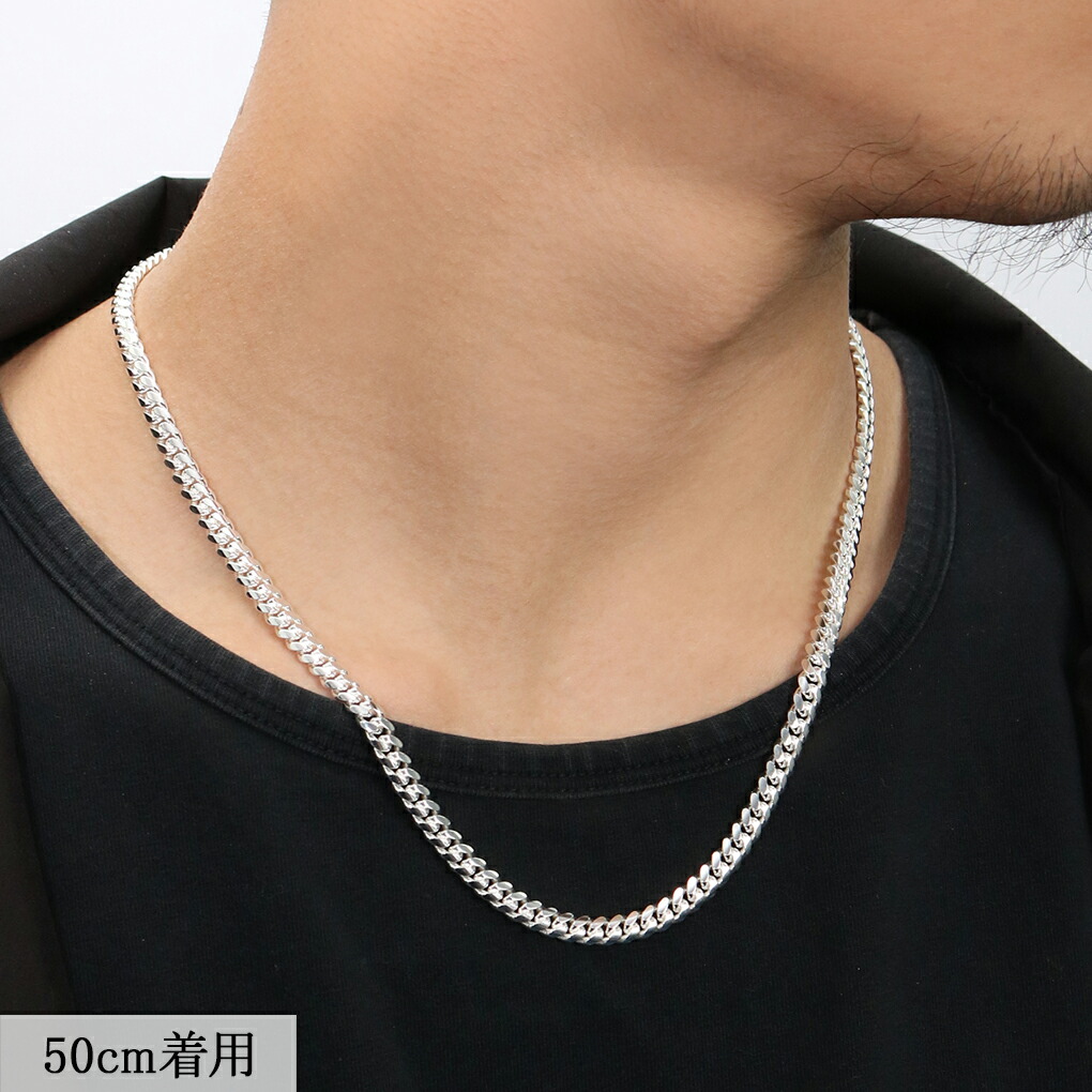 シルバー マイアミキューバンチェーン ネックレス 幅約5.0mm 50cm
