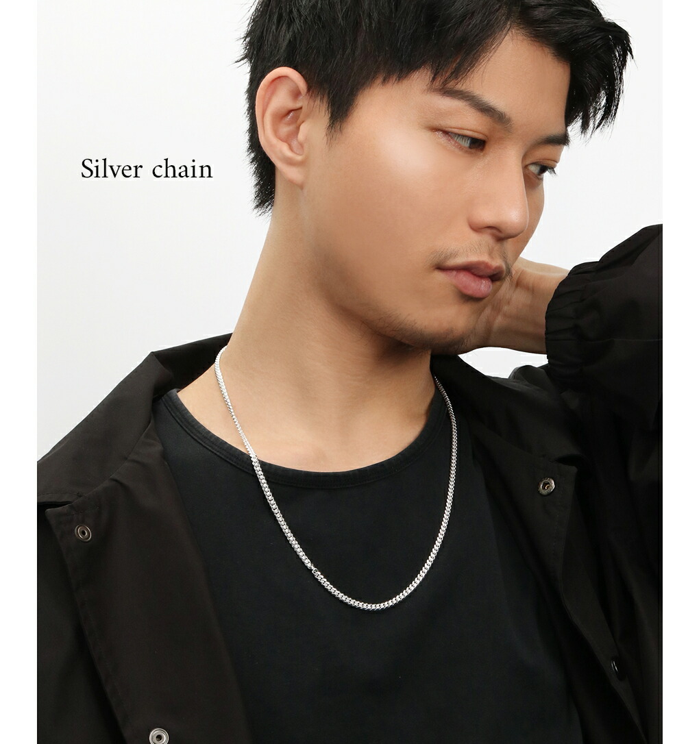 シルバー マイアミキューバンチェーン ネックレス 幅約4.1mm 60cm