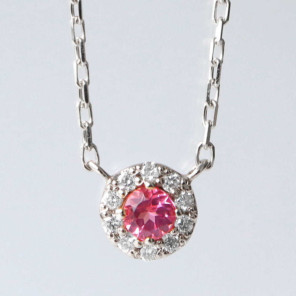 ネックレス 希少石 アヤナ スピネル ダイヤモンド 0.04ct フラワー K10