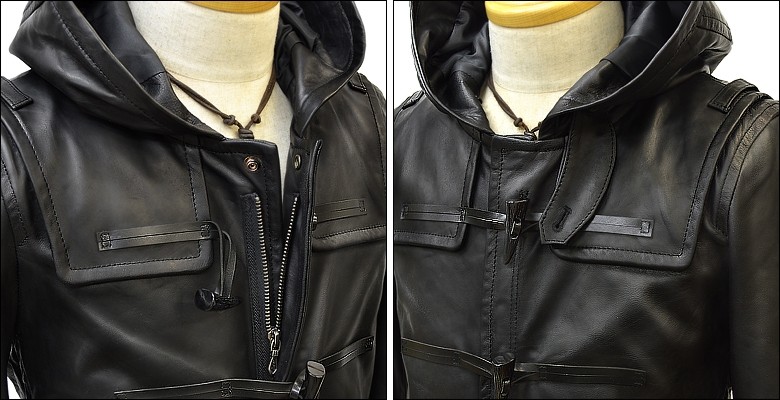 Haruf（ハルフ） レザージャケット ダッフルコート ショート丈 メンズ