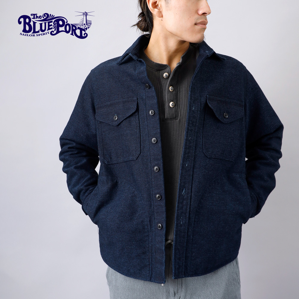 BLUE PORT 刺し子 シャツ ジャケット インディゴ ライトアウター
