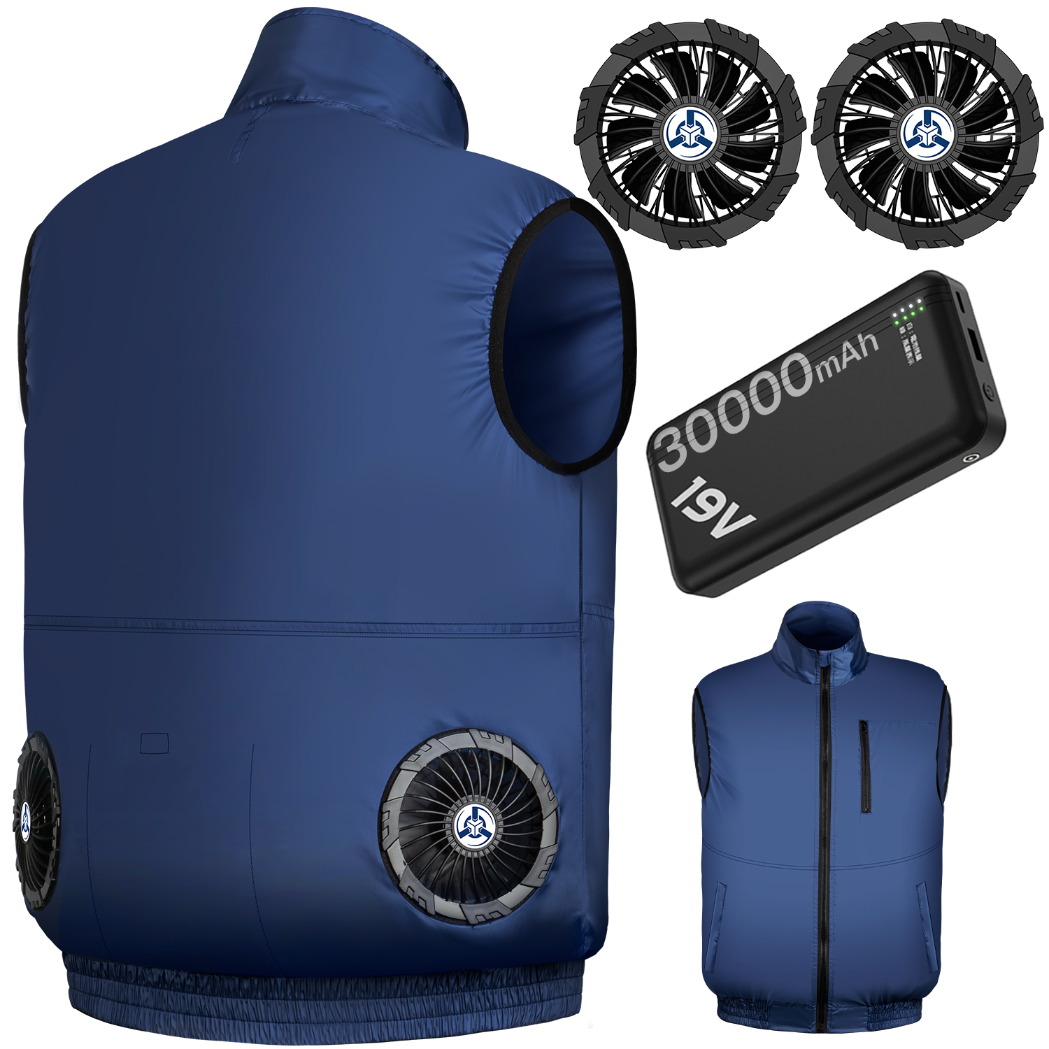空調作業服 ファン付き作業服 ベスト 30000mAhバッテリー付き 4段階