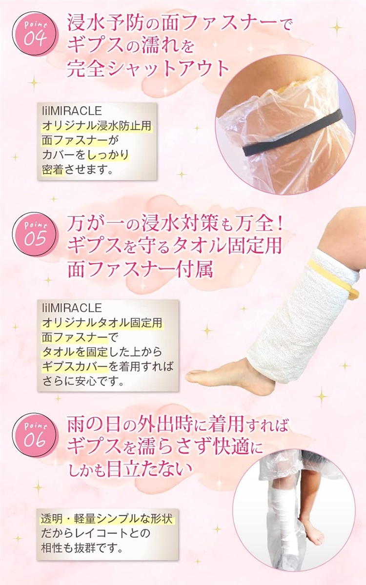 ギプス防水カバー 足用 手腕にも使える 骨折 お風呂カバー(クリア3枚