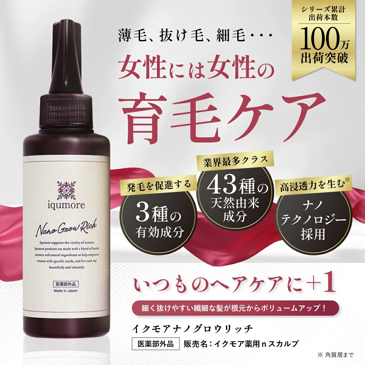 イクモア ナノグロウリッチ 140ml 単品 育毛剤 医薬部外品 女性用 女性