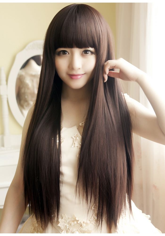 ウィッグ レディース フルウィッグ 前髪ぱっつん ロング ふんわり