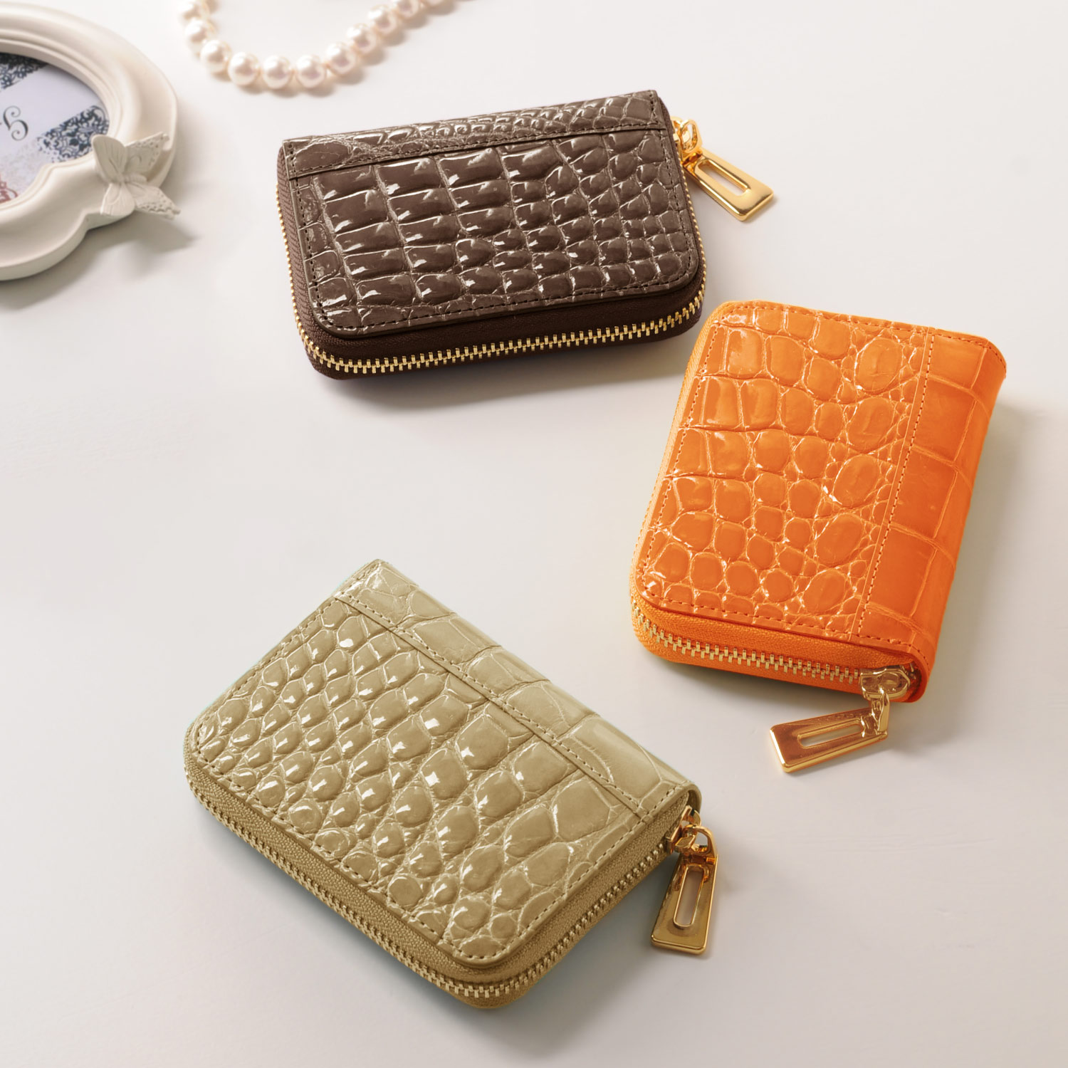 sankyo shokai（三京商会） ミニ財布 レディース クロコダイル 革