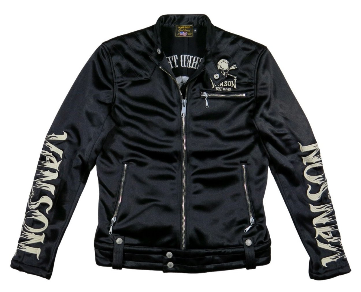 VANSON（バンソン） スカル クロスボーン刺繍 ボンディング ジャージ