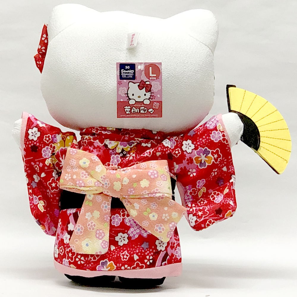 キティ ぬいぐるみ 人形 キティちゃん 赤い着物 Lサイズ : 日本の