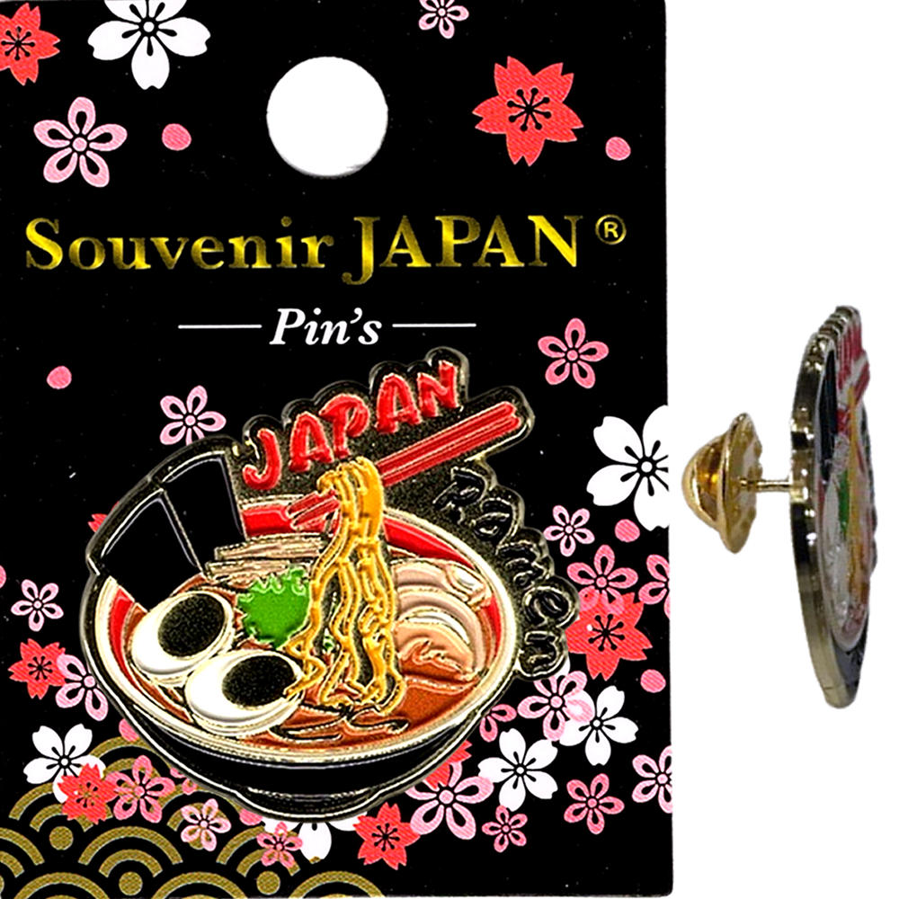 ピンバッジ ラーメン 和柄 ピンバッチ ピンズ 3.5cm x 3.3cm 安全留め