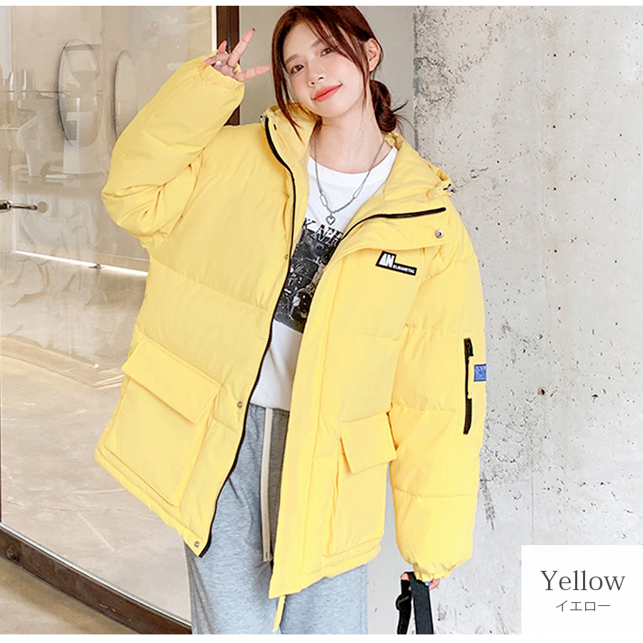 ダウン ジャケット アウター ショート丈 長袖 ポケット ブラック