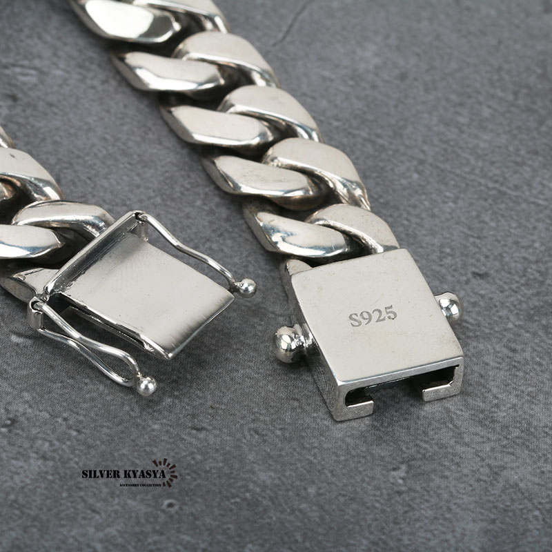 シルバー925 喜平ブレスレット シルバー喜平チェーン 幅12mm 差し込み