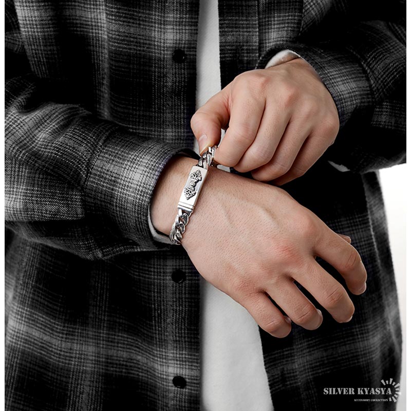 六字真言 ブレスレット メンズ シルバー925 喜平 チェーンブレスレット