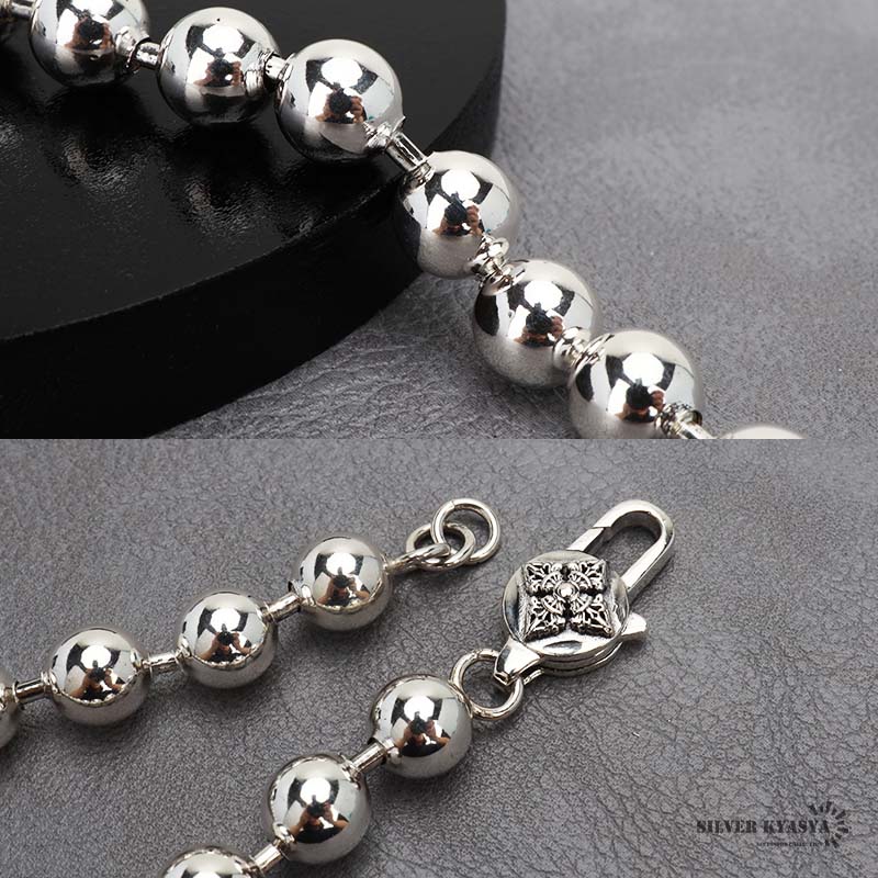 シルバー925 ボールチェーンブレスレット 特大8mm シルバー