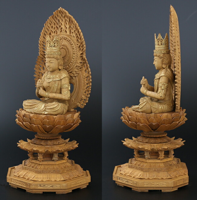 京仏壇はやし 仏像 ご本尊 総白檀 新八角台座 大日如来 二重火炎光背