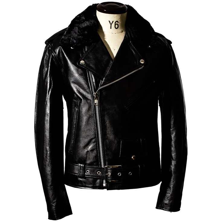 Horn Works 本革 襟ボアダブルライダースジャケット メンズ ホーン