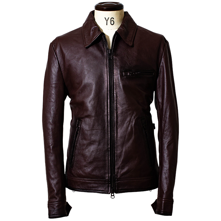 JUVENTUS 本革 手染めシングルライダースジャケット メンズ ユベントス