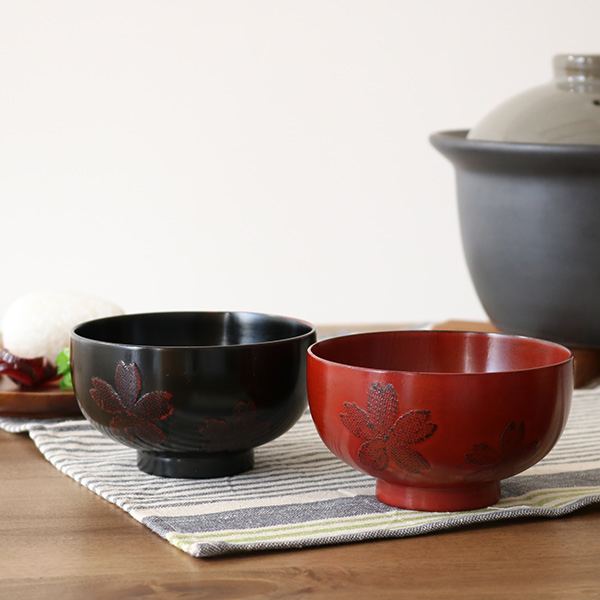 汁椀 木製 350ml さくら汁椀 漆 桜 天然木 同色6個セット （ お椀 椀