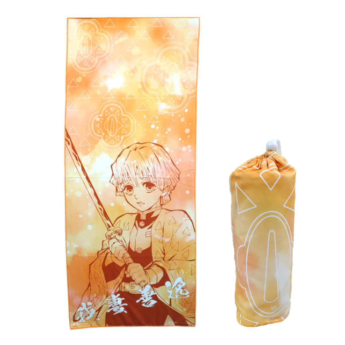 限定特価） ヨガタオル 鬼滅の刃 我妻善逸 63×150cm ポーチ付き