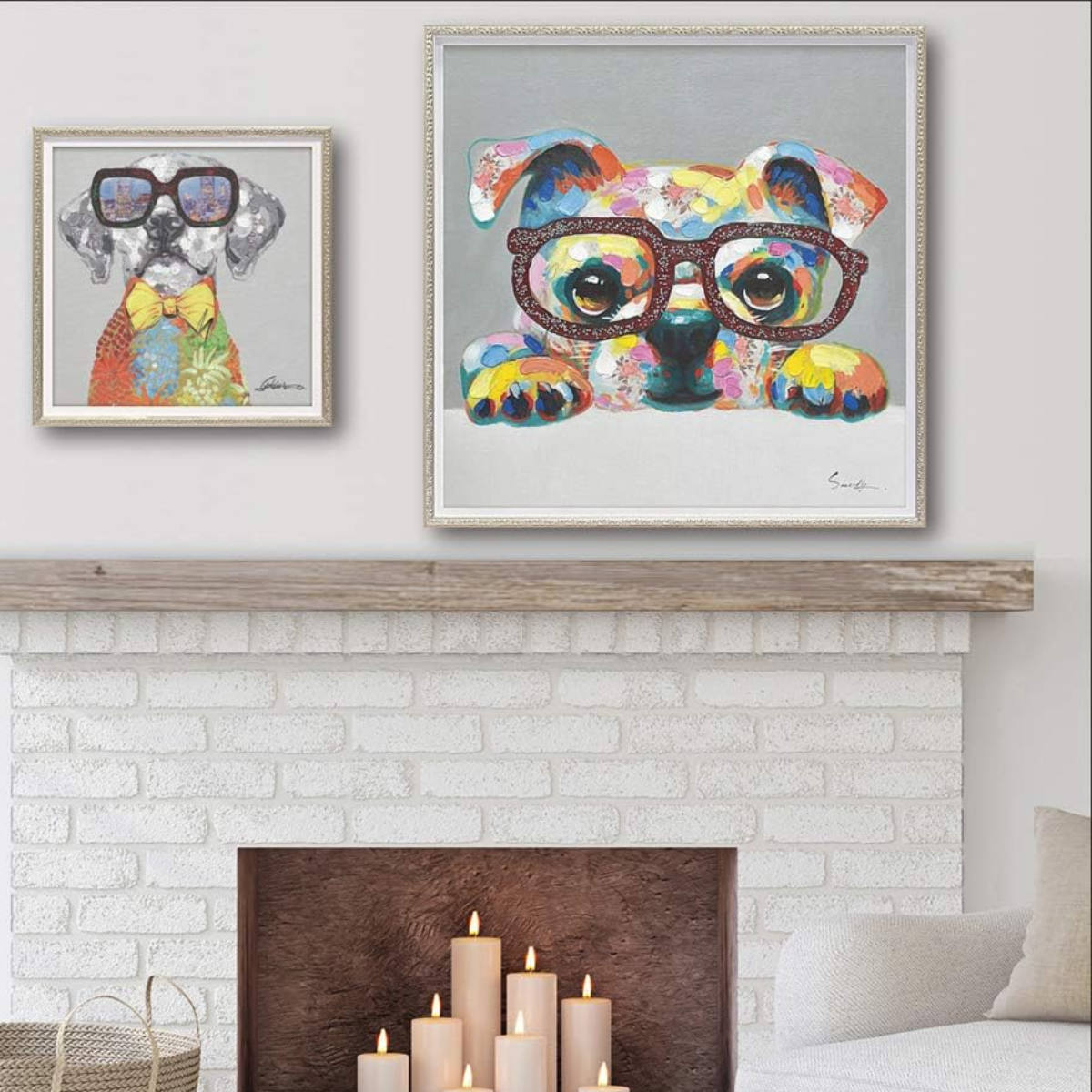 アートパネル オイルペイントアート 『グリッター グラス』 63×63cm