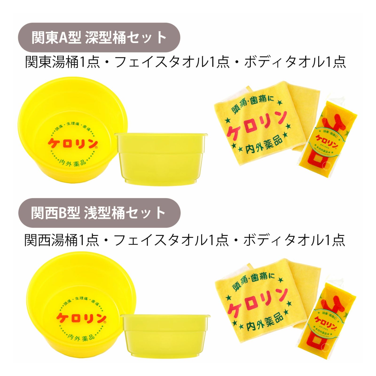 ケロリン ギフトセット 湯桶 洗面器 関東 関西 フェイスタオル ボディ