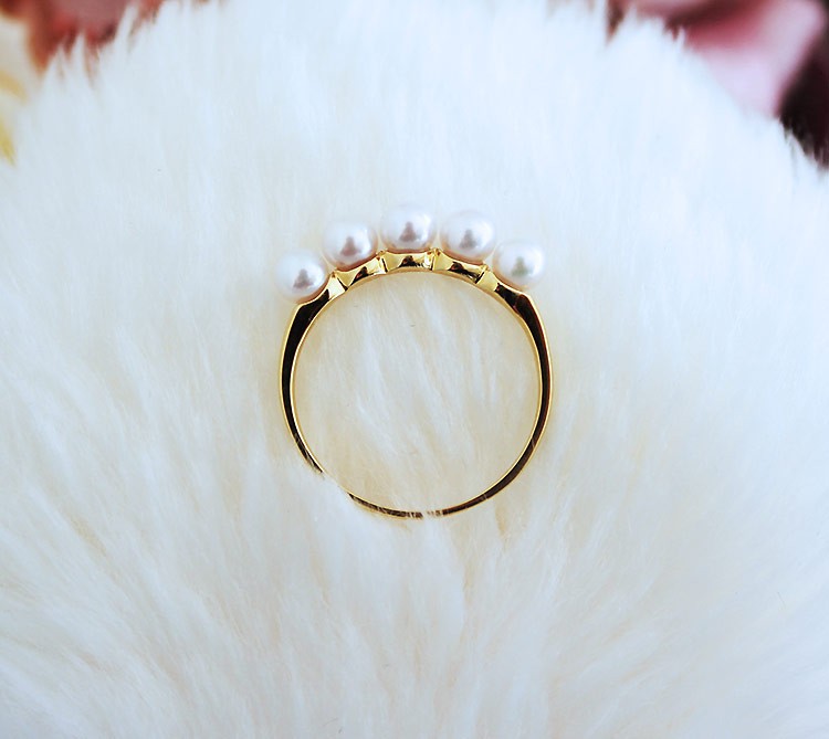K18 数粒 あこや真珠 ベビーパール リング akoya ring : パール優美