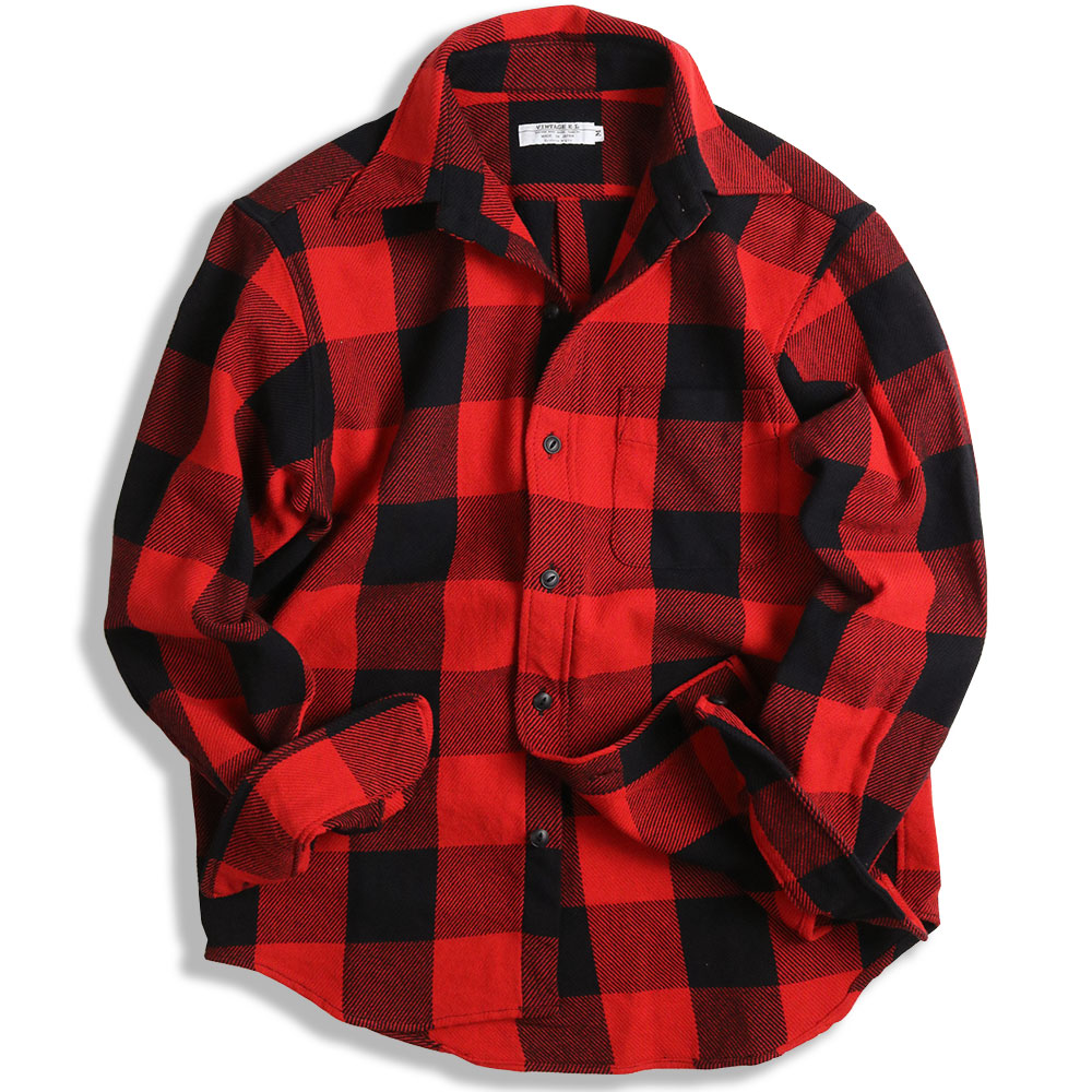 チェックシャツ メンズ 日本製 厚手 ヘヴィウエイト ネルシャツ 長袖