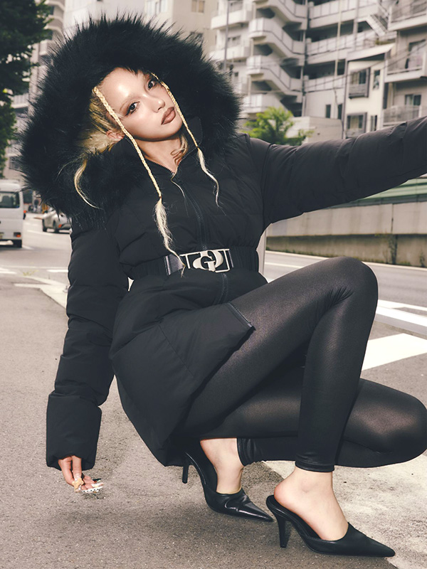 GYDA（ジェイダ） ダウン ジャケット ロング GD ベルト付き ロング