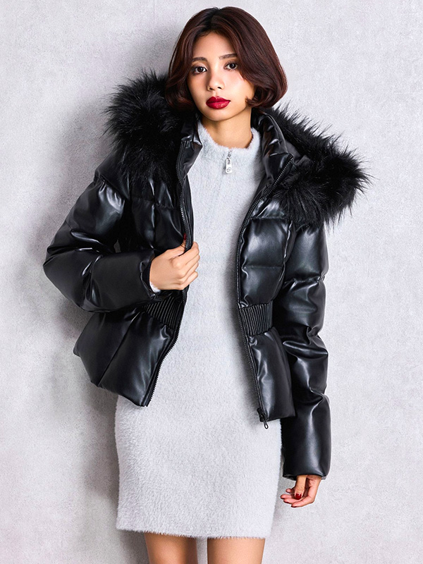 GYDA（ジェイダ） ダウン ショート ブランド 合皮 オリジナルロゴ