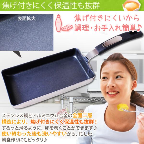 ステンレス2層鋼ふっ素加工 IHスリム 玉子焼 | 玉子焼き機 卵焼き器