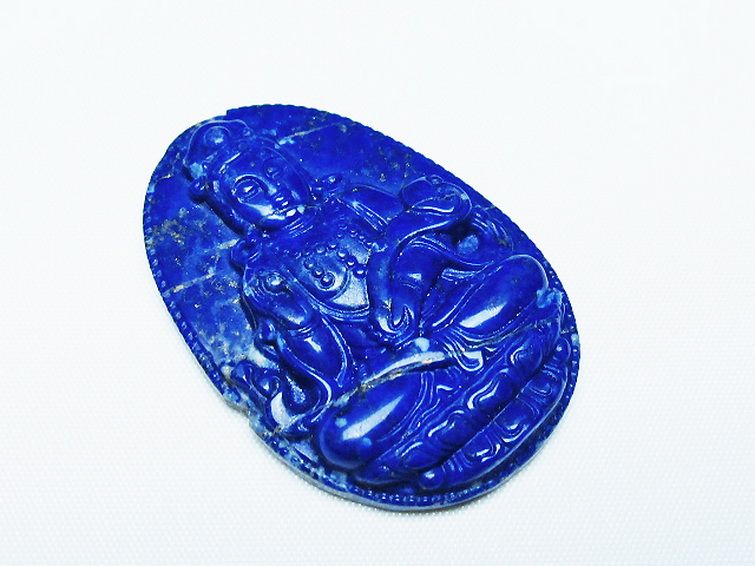 ラピスラズリ 手彫り 観音 置物[t25-40750]