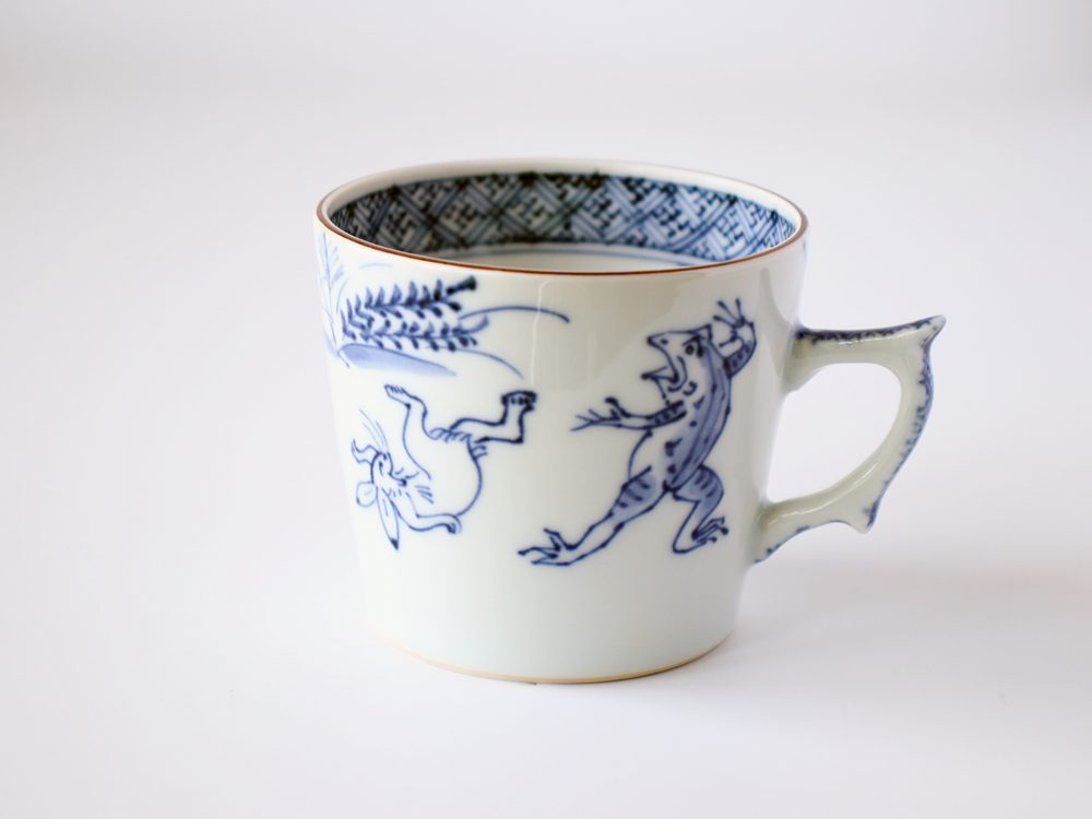 西川貞三郎商店 清水焼 マグカップ＆珈琲碗皿 セット 鳥獣戯画 京焼 染