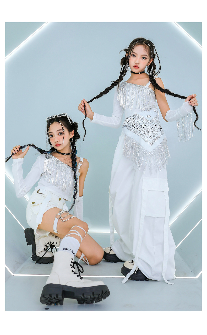 ダンス衣装 白 ガールズ ヒップホップ 衣装 K-POP 韓国 ジャズ