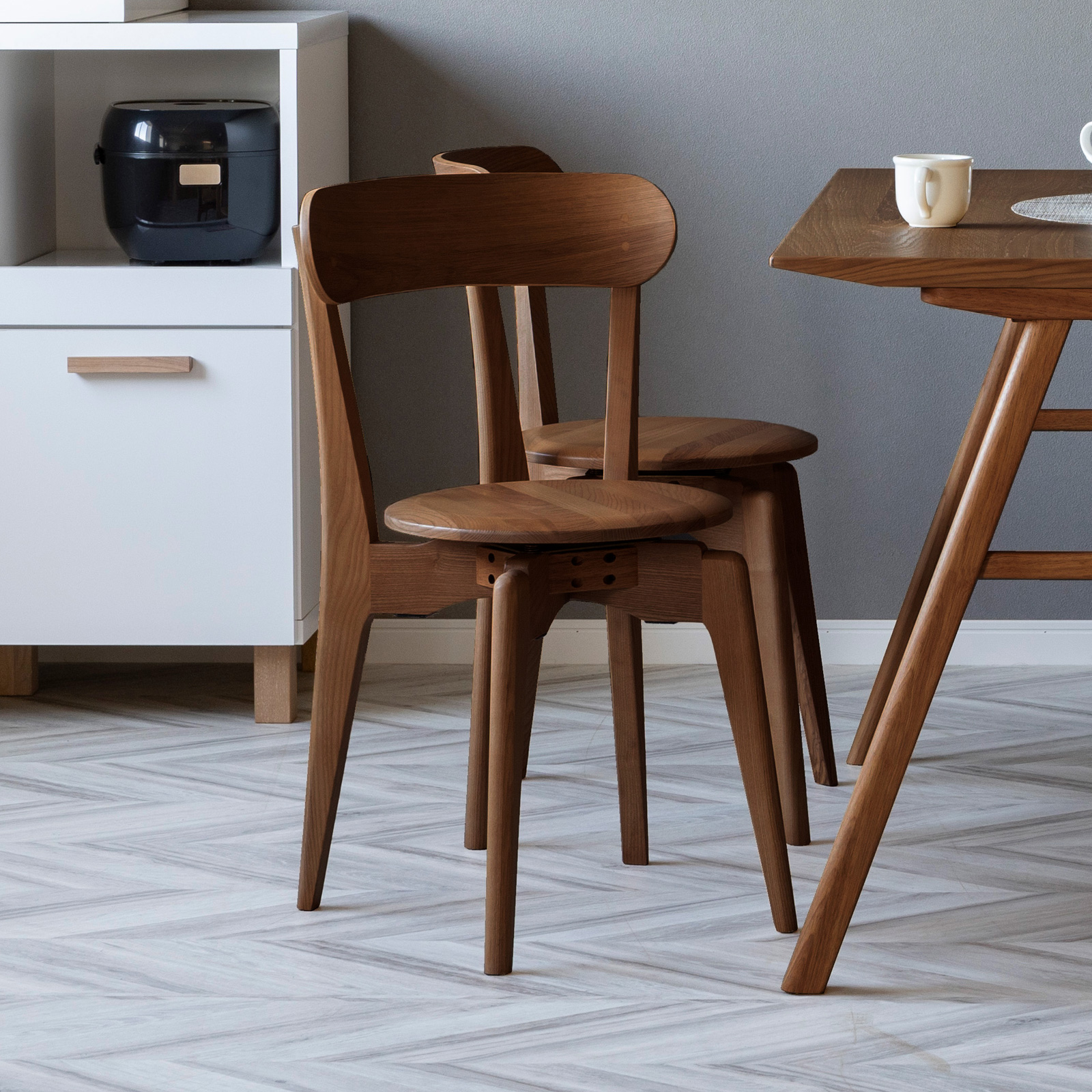 シギヤマ家具工業 ダイニングチェア 2脚セット 回転 北欧 木製 チェア