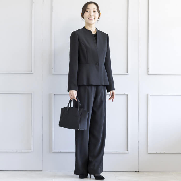 東京ソワール 喪服 ブラックフォーマル レディース パンツ スーツ 3点